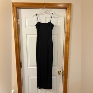 SHEIN Black Solid Split Thigh Cami Dress
